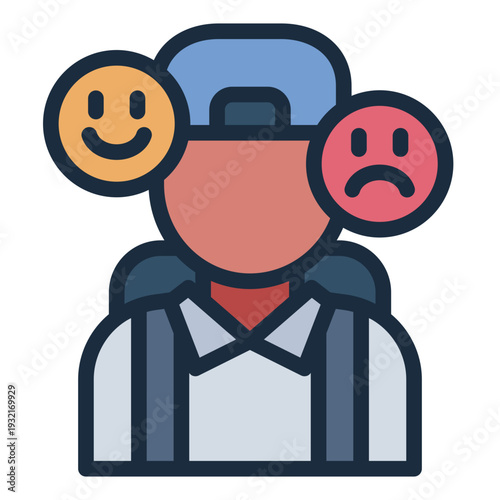 emotion filled line icon. face mood reaction. youth feeling. social expression