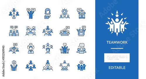 line icon set related to business