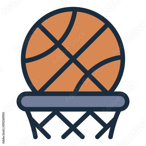 basketball filled line icon. hoop ball game. youth sport. team activity
