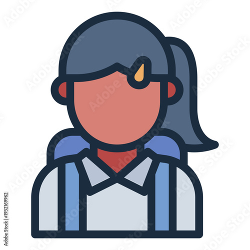 teenage girl filled line icon. youth student style. modern lifestyle. school culture
