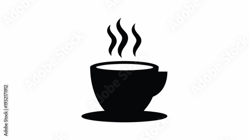 Steaming hot coffee cup in modern design