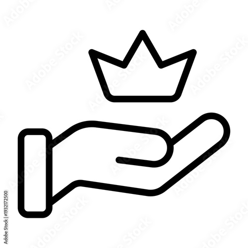 Line icon showing a hand holding a crown symbol representing a premium subscription service