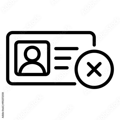 Icon of an identification card with a cross symbol representing subscription cancellation