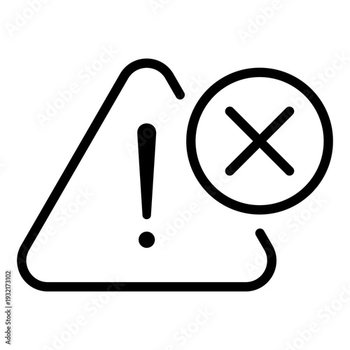 Line icon combining a hazard triangle and a cross mark to indicate high danger