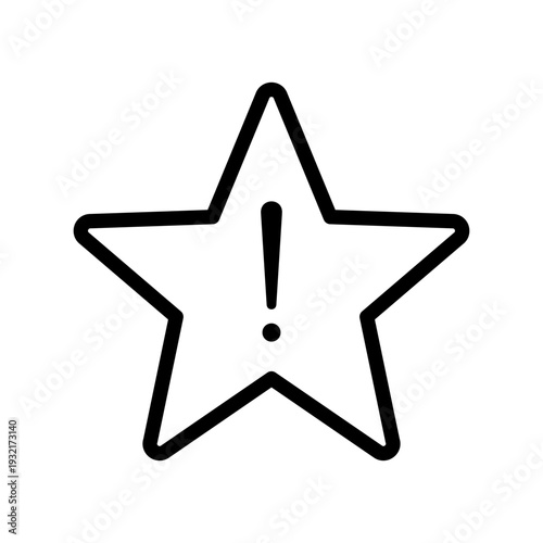Minimalist star icon with an exclamation mark inside indicating an important or featured alert