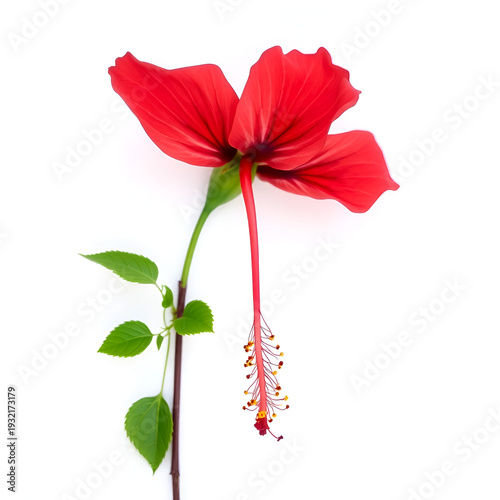 Roselle, Hibiscus sabdariffa red fruit flower on a white background.