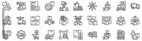Supply Chain Logistics icons collection. Vector illustration. Product Management, Procurement, Partnership, Supply Chain. Pro Vector	
