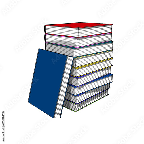 Hardcover Book with Bookmark on White Background. Vector Illustration.