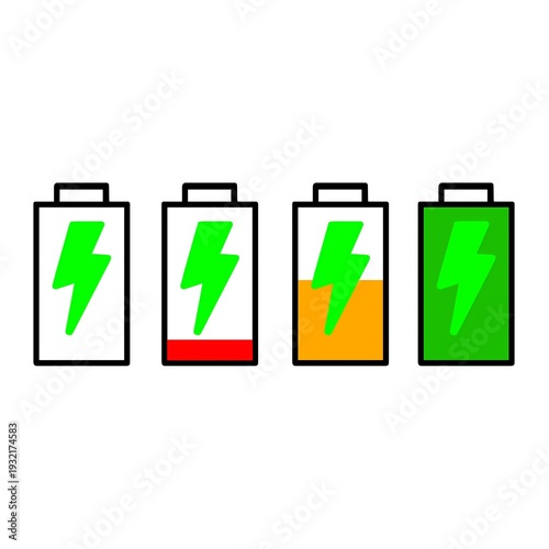 Illustration of charging battery icons.