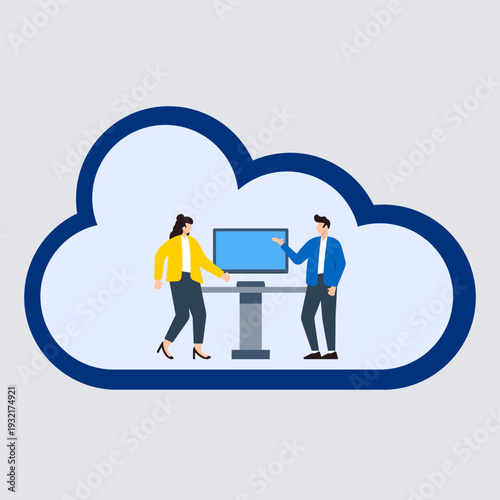 Cloud Office Collaboration Illustration