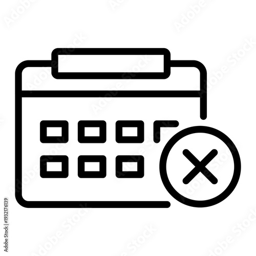 Calendar icon with an X mark indicating the removal or deletion of an event