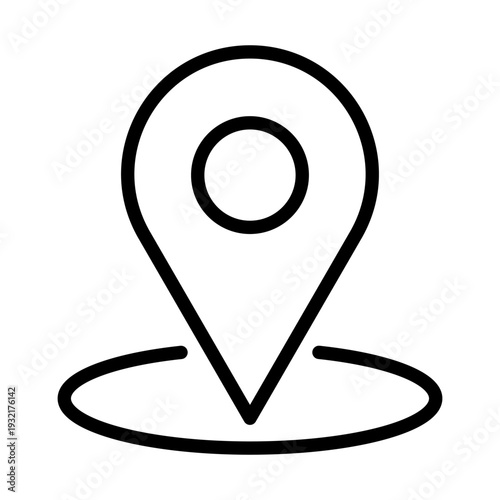 Minimalist line icon representing a map pin location for schedule events or meeting points
