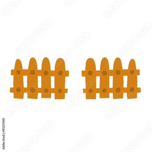 wooden fence vector element on isolated white background
