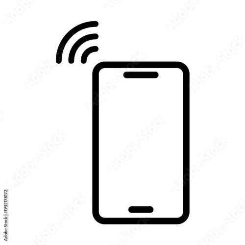 Line icon of a smartphone with signal waves signifying mobile notifications and event reminders