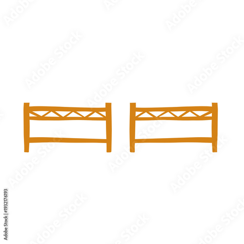 wooden fence vector element on isolated white background