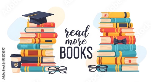 A colorful illustration promoting reading and education