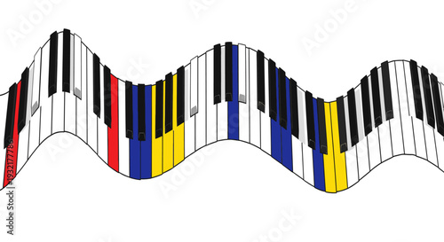 Abstract Piano Keys Rhythm Flat Vector Background