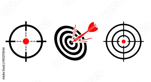 Set of target icons with bullseye designs and aiming motifs.