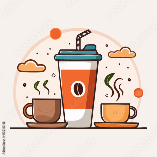 Assortment of Freshly Brewed Coffee and Convenient Takeaway Drinks for a Relaxing Break