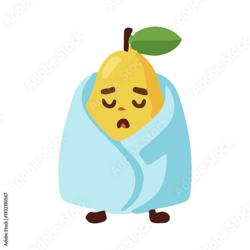Sick Pear Character Illustration