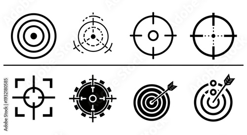 Collection of Target and Crosshair Icons for Design and Graphics Projects.