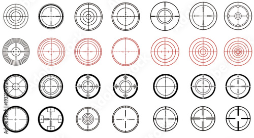 Collection of circular bullseye target icons in multiple colors and shades.