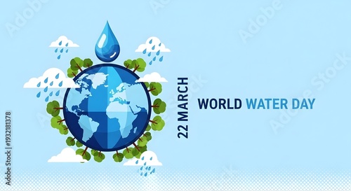 World water day poster with earth and water droplet