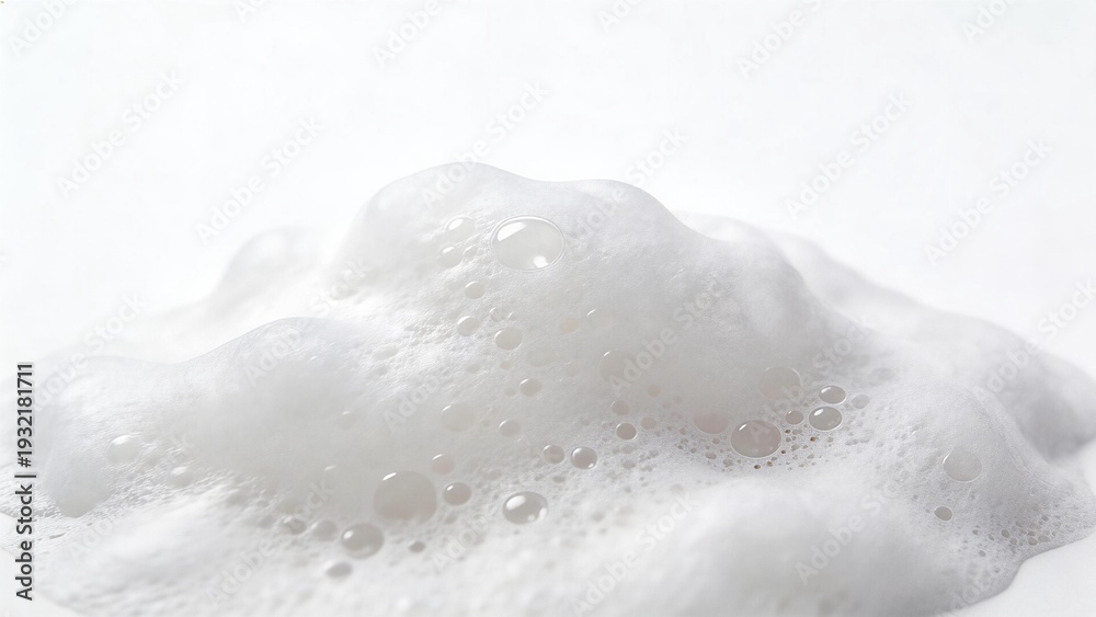 Fototapeta premium Foam bubbles on white surface