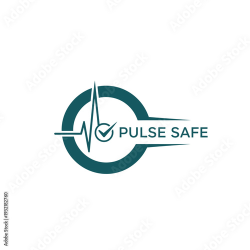 Circular heartbeat and checkmark logo for medical health safety brand Pulse Safe