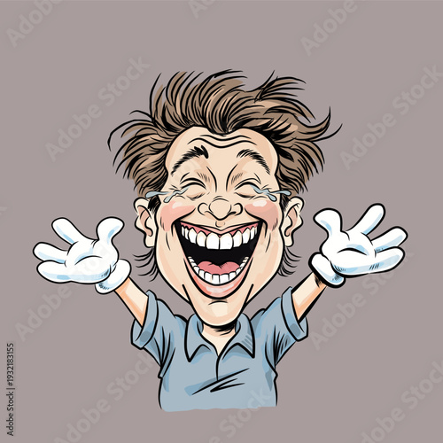 Happy and Joyful Person Expression Vector Illustration - Vibrant Character Design for Positive Vibes