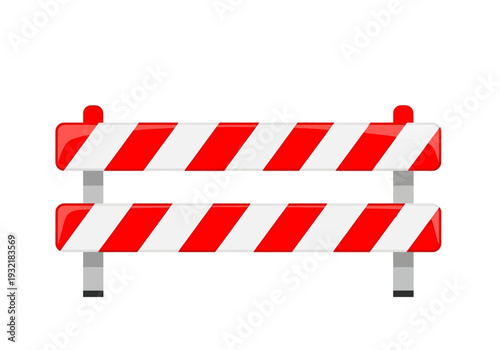 Red and white striped construction barrier for safety and traffic control