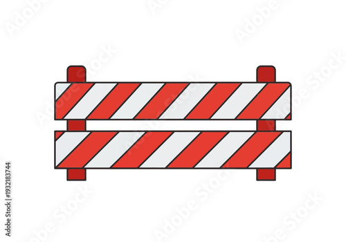 A red and white striped traffic barrier, symbolizing construction and caution