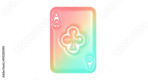 Colorful playing card with club suit symbol on gradient background vibrant pastel colors rounded edges and soft lighting ideal for gaming and entertainment themes