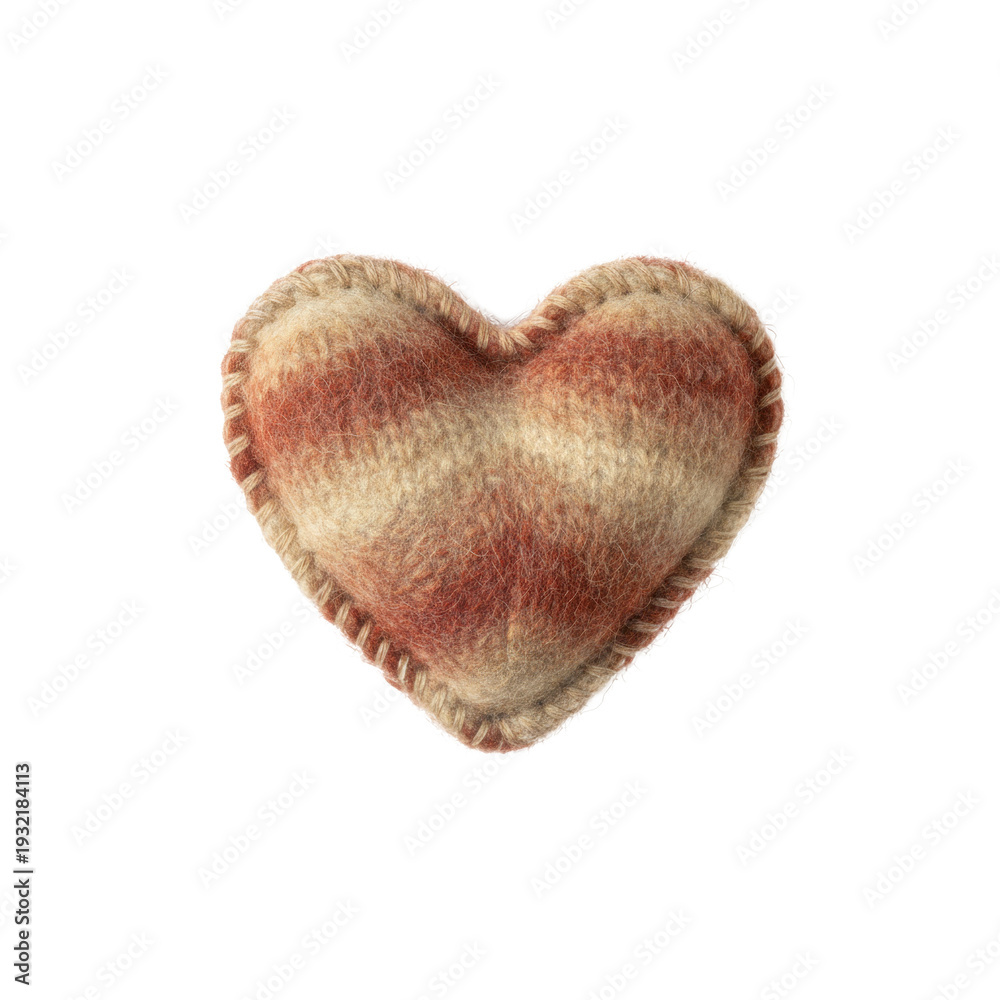 Fototapeta premium Handmade Felt Heart with Blanket Stitches