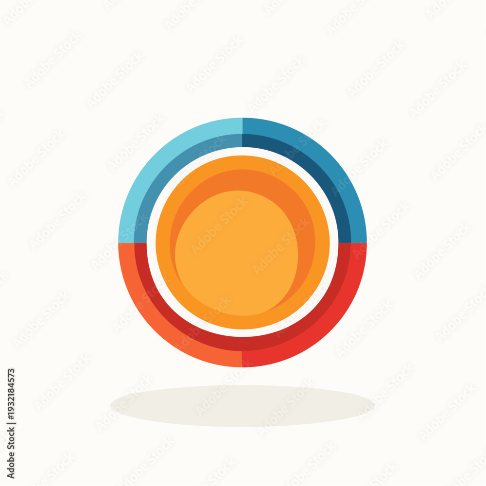 Obraz premium Abstract circle graphic with orange and blue segments representing data or progress
