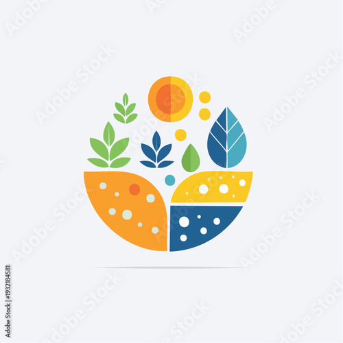 Vibrant illustration symbolizing sustainable ecosystems and ecological diversity, promoting environmental harmony