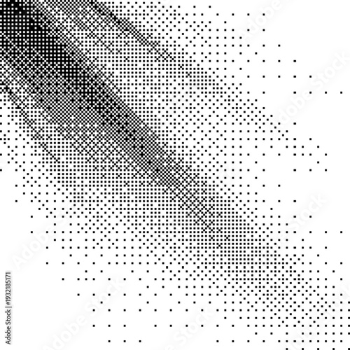 Abstract dither halftone gradient dots pattern black and white stippling texture retro graphic design illustration