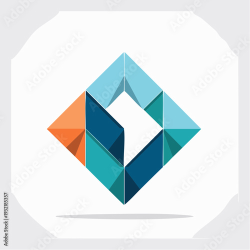 Dynamic three-dimensional abstract geometric shape logo concept, modern creative design element for business branding, innovative digital art icon