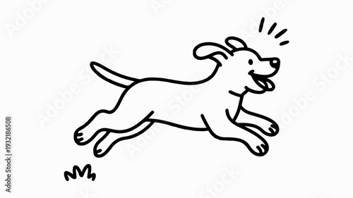A happy dog running with motion lines joyful pet in mid stride on white background
