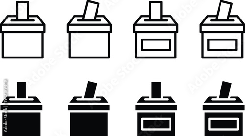 Ballot Box Icon Set Voting and Election Symbols