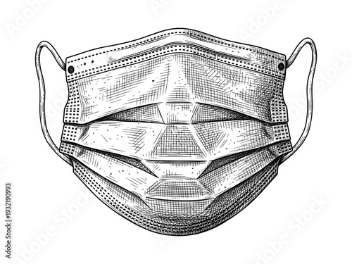Medical face mask vector illustration with surgical safety and hygiene concept