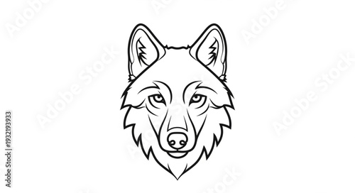 Black and White Wolf Illustration.