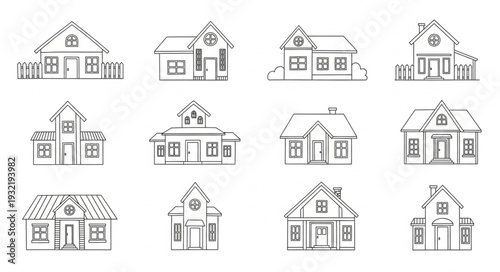 Collection of Simple House Outlines.