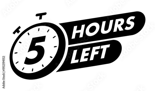 Timer 5 hours left with watch icon for promotion, promo offer, sale, social media post