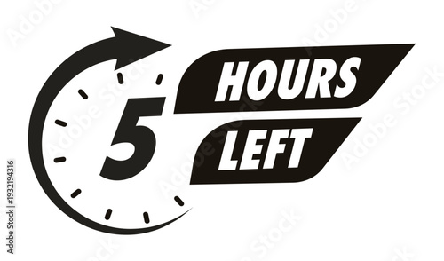 Timer 5 hours left with arrow watch sticker for promo offer, promotion, sale, social media post
