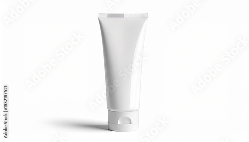 A close-up view of a cosmetic tube on a plain white surface, showcasing its sleek design and packaging details.