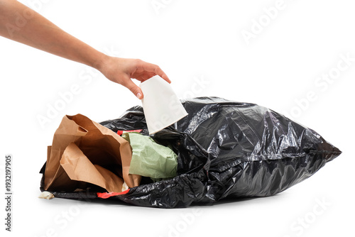 Woman throwing cup into ful...