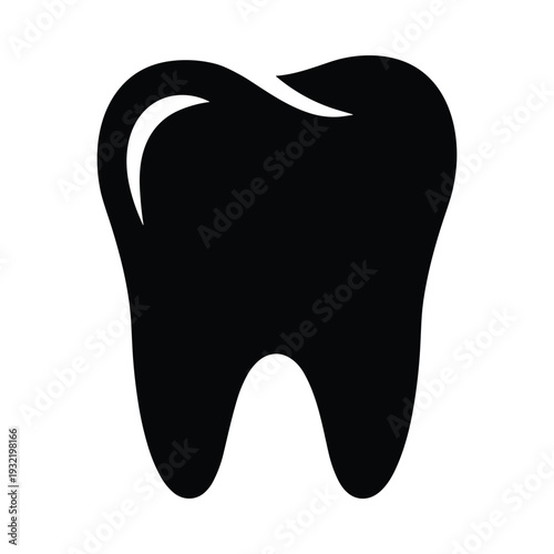 Black silhouette of a molar tooth on white background