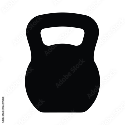 Black silhouette of a kettlebell on a white background