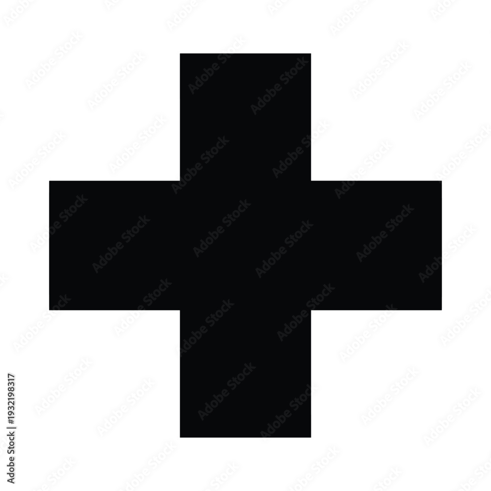 Obraz premium Black cross symbol on white background